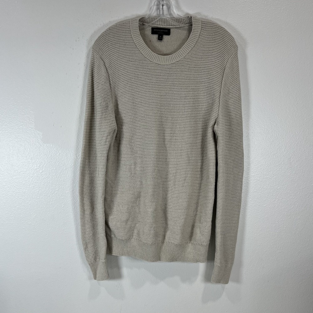 Banana Republic Men's Cream‎ Beige Linen Blend Crewneck Knit Sweater size M